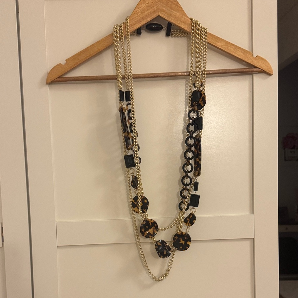 Gold and Tortoiseshell Chain Necklace